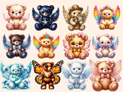 Winged Teddy Bears Clipart Bear design - Wonders Artist