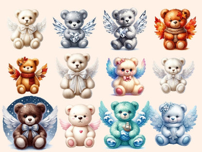 Winged Teddy Bears Clipart Bear design - Wonders Artist