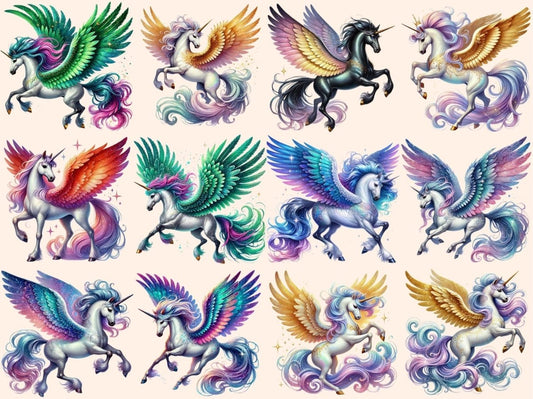 Winged Unicorns Clipart