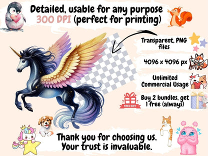 Winged Unicorns Clipart Fantasy Unicorn PNG - Wonders Artist