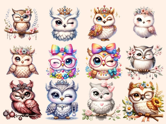 Kreslené obrázky mrkajících sov
