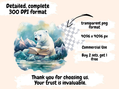 Winter Books Watercolor Clipart bookworm clipart - Wonders Artist