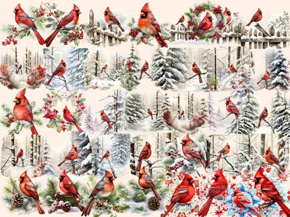 Winter Cardinals Watercolor Clipart cardinal clipart - Wonders Artist