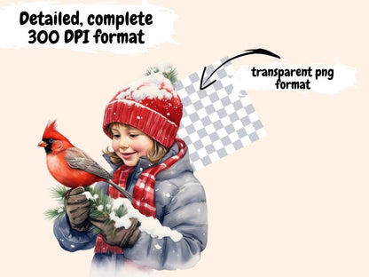 Winter Cardinals Watercolor Clipart cardinal clipart - Wonders Artist