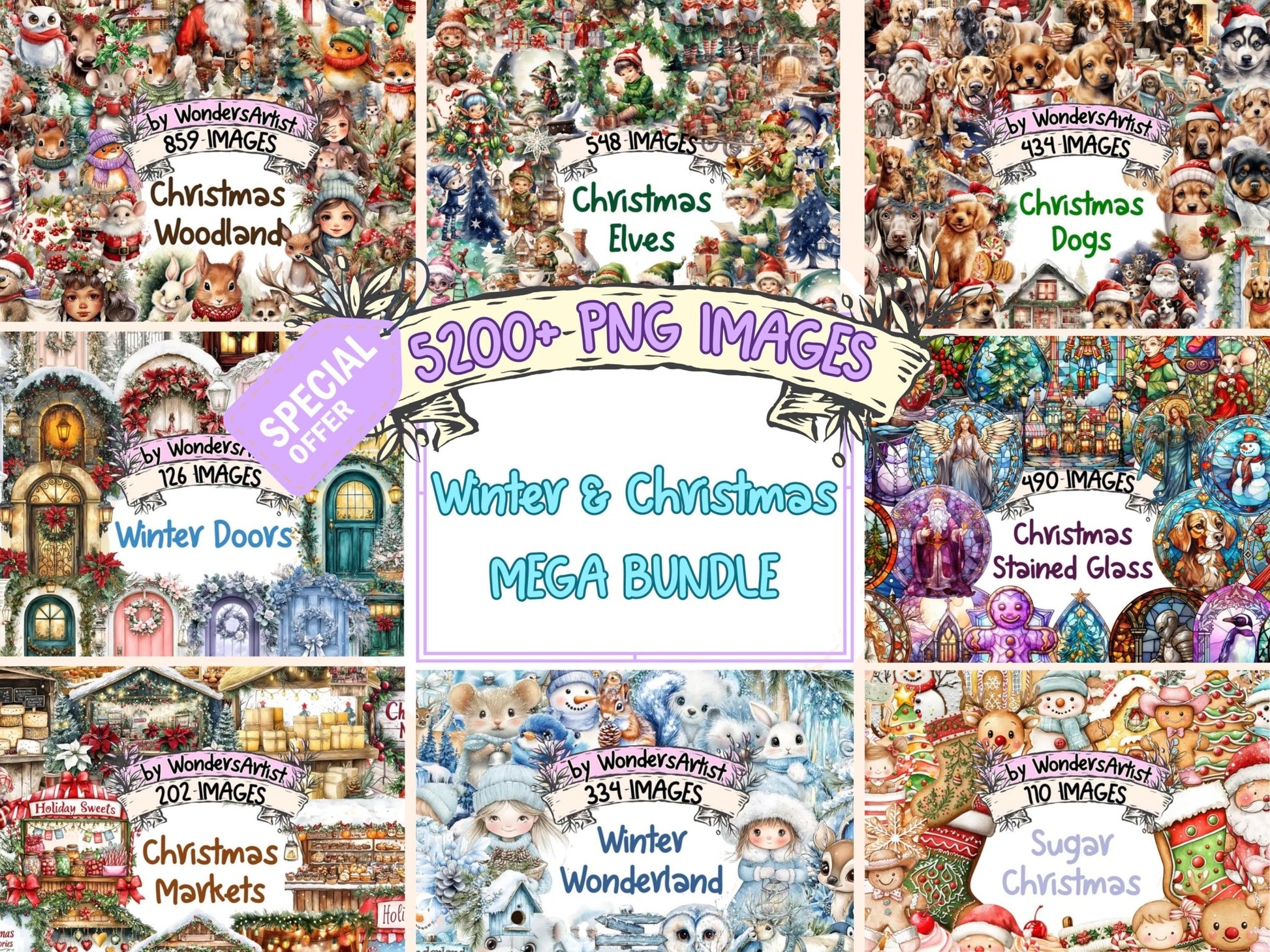 Winter & Christmas MEGA Clipart - High - Quality Instant Digital Download for Creative Projects