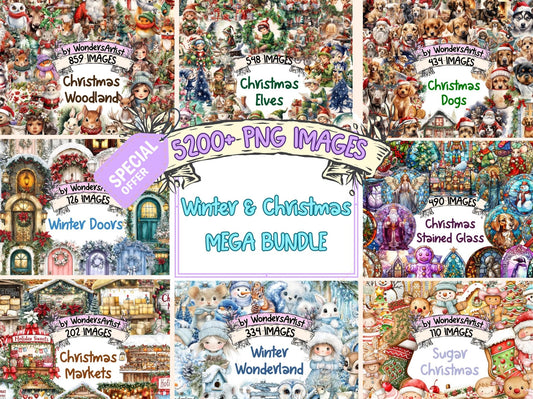 Winter & Christmas MEGA Clipart - High - Quality Instant Digital Download for Creative Projects