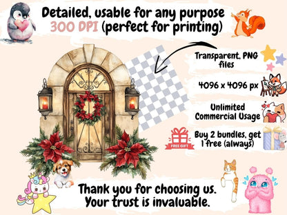 Winter Doors Watercolor Clipart Cozy Door Designs - Wonders Artist