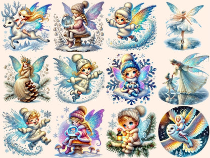 Winter Fairies (P2) Clipart Enchanted Fairy Art - Wonders Artist