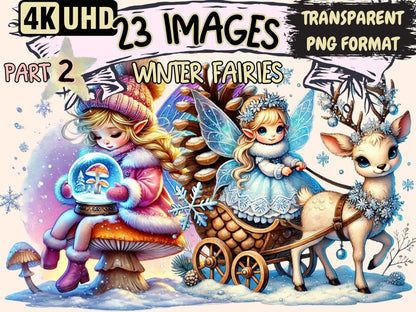 Winter Fairies (P2) Clipart - High - Quality Instant Digital Download for Creative Projects