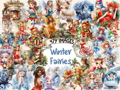 Winter Fairies Watercolor Clipart christmas fairy png - Wonders Artist