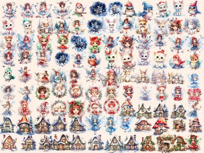 Winter Fairies Watercolor Clipart christmas fairy png - Wonders Artist