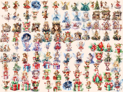 Winter Fairies Watercolor Clipart christmas fairy png - Wonders Artist