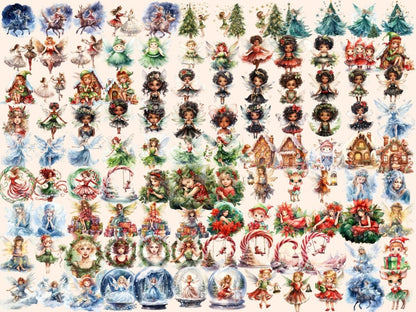 Winter Fairies Watercolor Clipart christmas fairy png - Wonders Artist