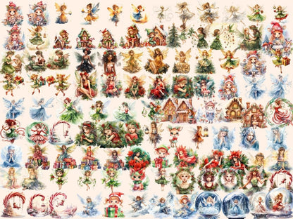 Winter Fairies Watercolor Clipart christmas fairy png - Wonders Artist