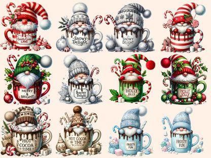 Winter Hot Cocoa Gnomes (P2) Clipart Cute gnome art - Wonders Artist