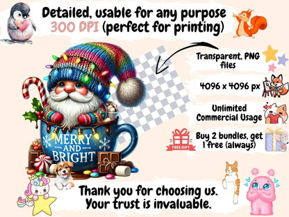 Winter Hot Cocoa Gnomes (P2) Clipart cocoa artwork - Wonders Artist