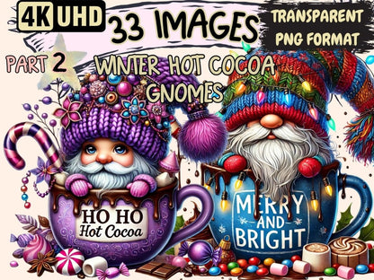 Winter Hot Cocoa Gnomes (P2) Clipart cocoa artwork - Wonders Artist