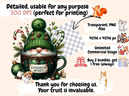 Winter Hot Cocoa Gnomes (P2) Clipart Cute gnome art - Wonders Artist