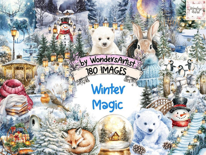 Winter Magic Watercolor Clipart Cozy Winter Clipart - Wonders Artist
