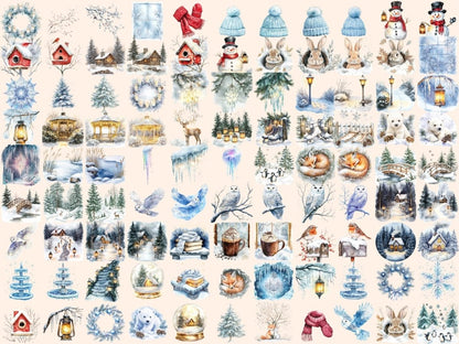 Winter Magic Watercolor Clipart Cozy Winter Clipart - Wonders Artist