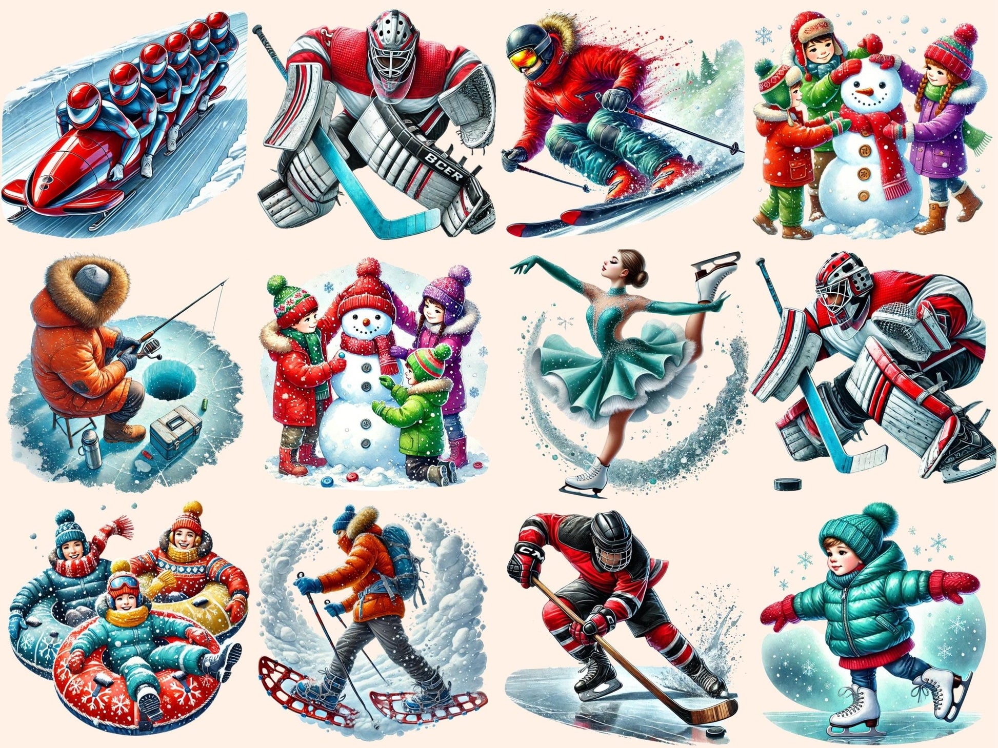 Winter Sports Clipart - High - Quality Instant Digital Download for Creative Projects