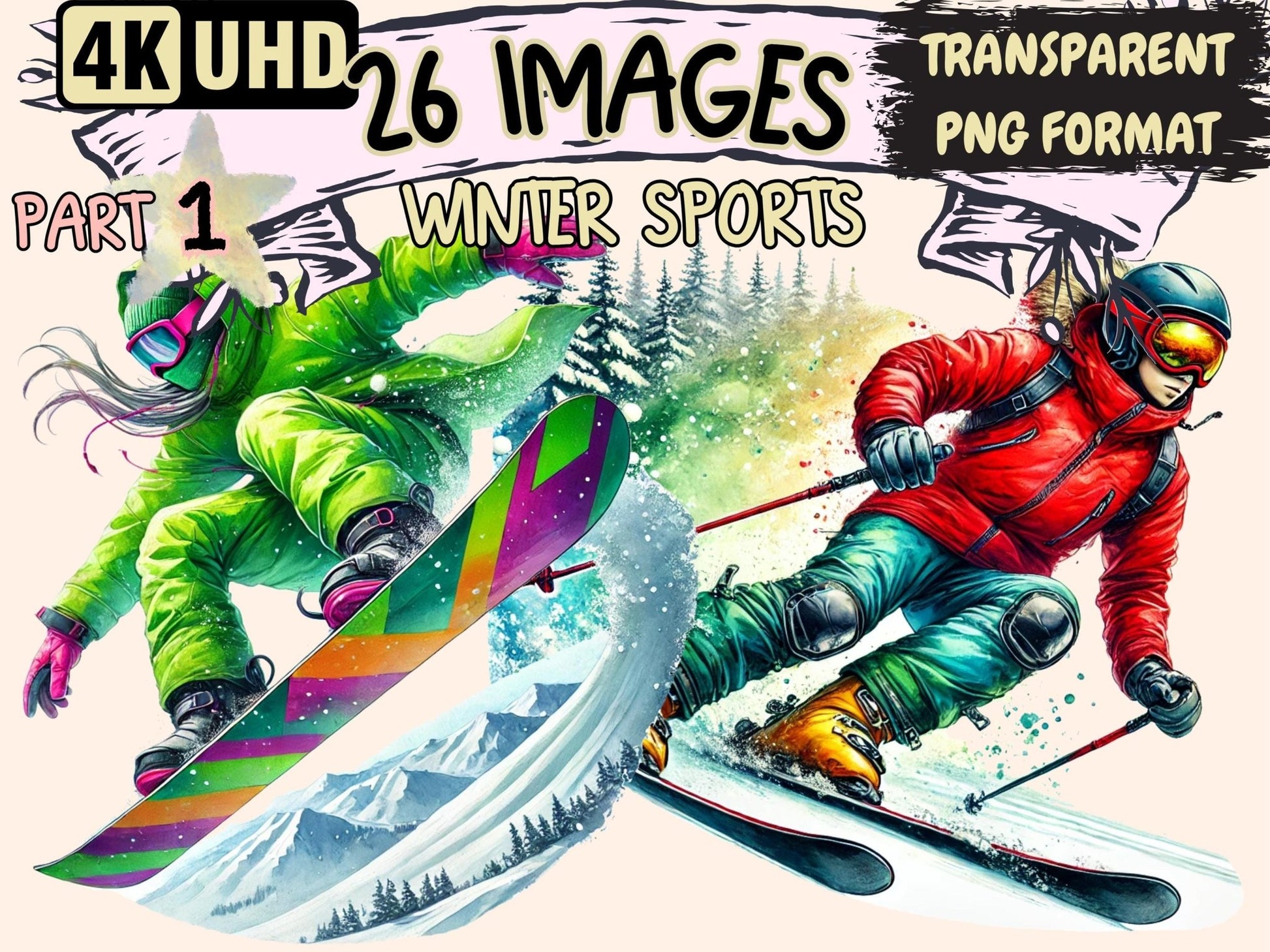 Winter Sports Clipart - High - Quality Instant Digital Download for Creative Projects