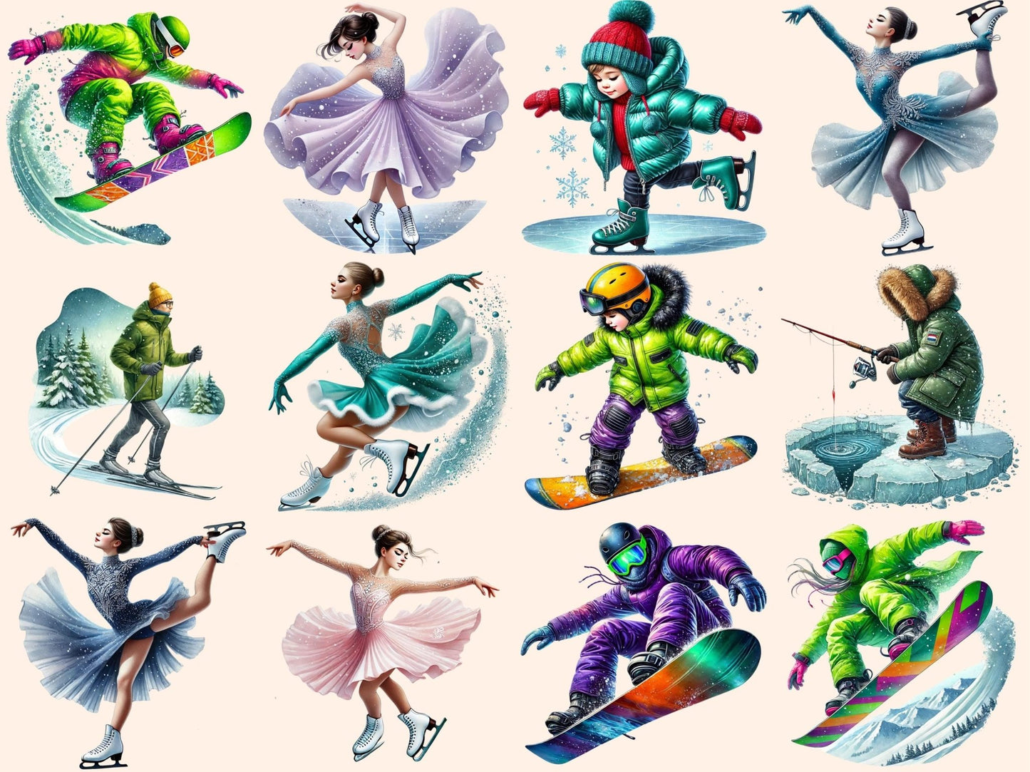 Winter Sports Clipart - High - Quality Instant Digital Download for Creative Projects