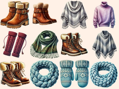 Winter Wear (P2) Clipart boots clipart - Wonders Artist