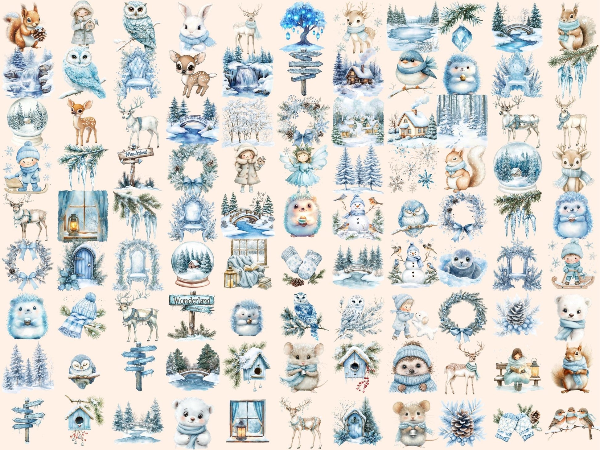 Winter Wonderland Watercolor Clipart Bundle - High - Quality Instant Digital Download for Creative Projects