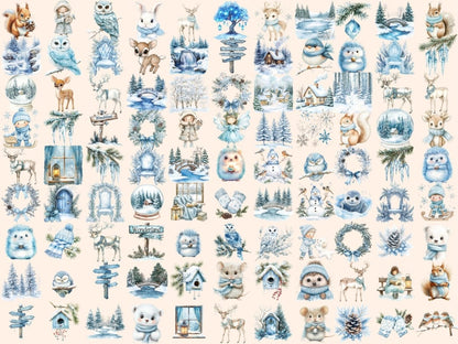 Winter Wonderland Watercolor Clipart Cozy Winter PNG - Wonders Artist