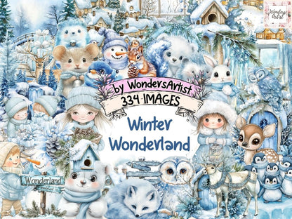 Winter Wonderland Watercolor Clipart Cozy Winter PNG - Wonders Artist