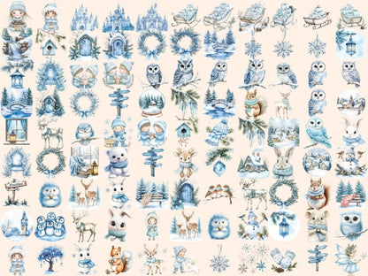 Winter Wonderland Watercolor Clipart Cozy Winter PNG - Wonders Artist