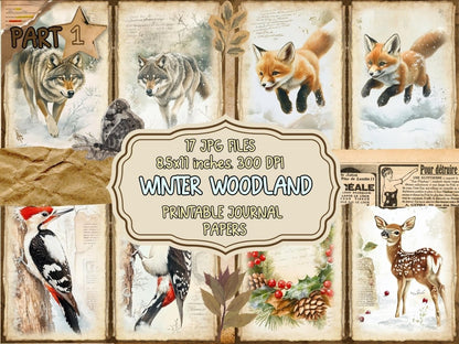 Winter Woodland Journal Pages (P1) Forest Junk Journal - Wonders Artist