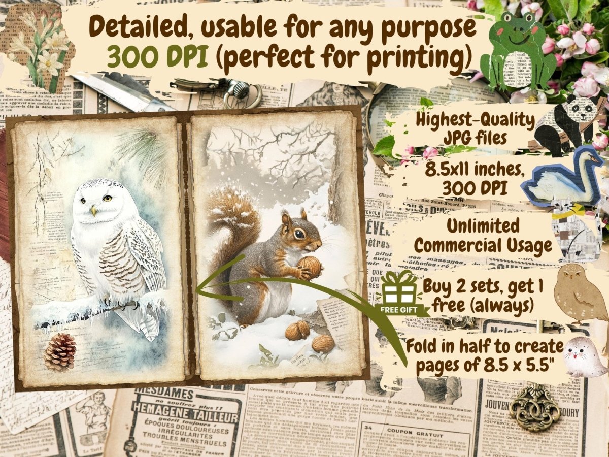 Winter Woodland Journal Pages (P2) Forest Junk Journal - Wonders Artist