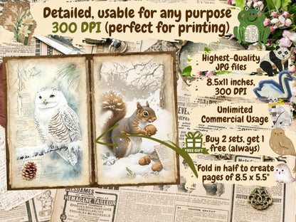 Winter Woodland Journal Pages (P2) Forest Junk Journal - Wonders Artist