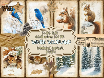 Winter Woodland Journal Pages (P2) Forest Junk Journal - Wonders Artist