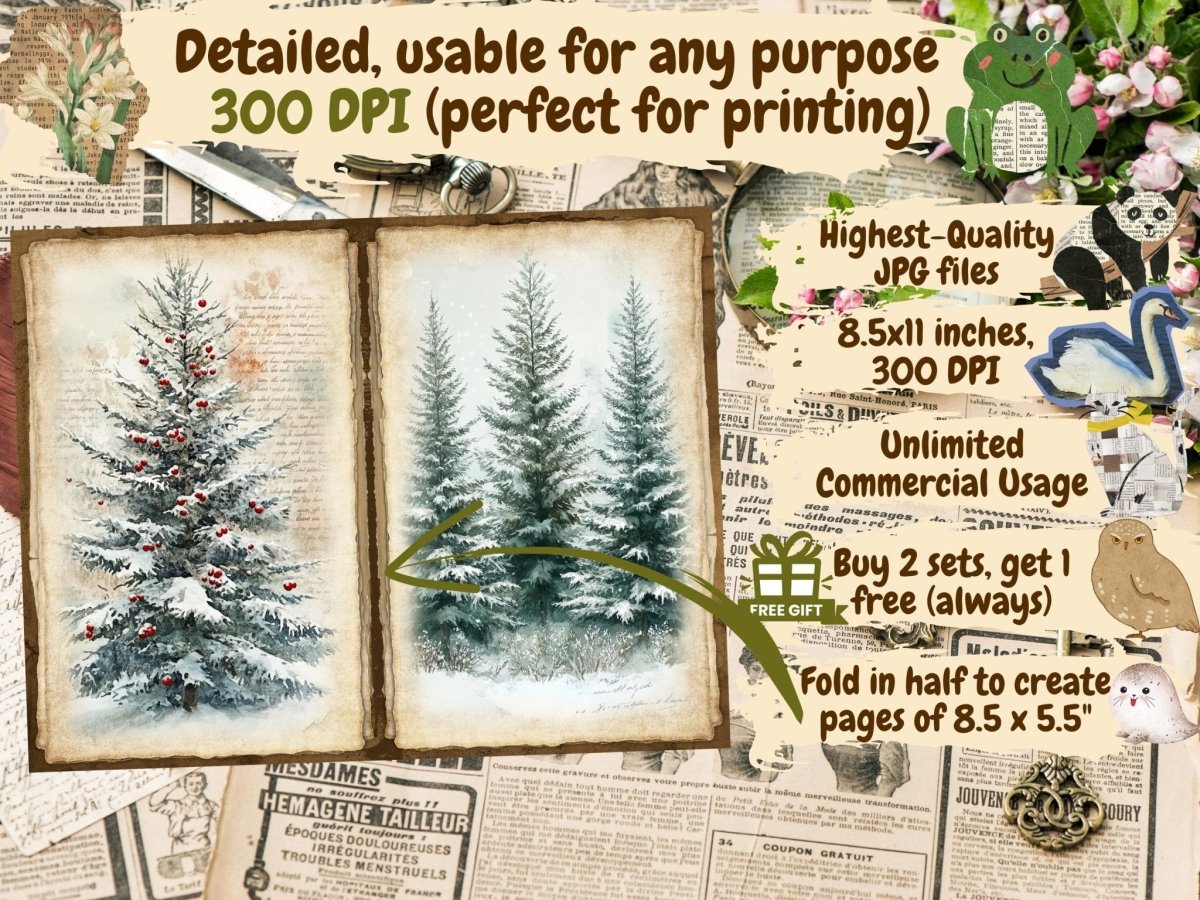 Winter Woodland Journal Pages (P3) Forest Junk Journal - Wonders Artist