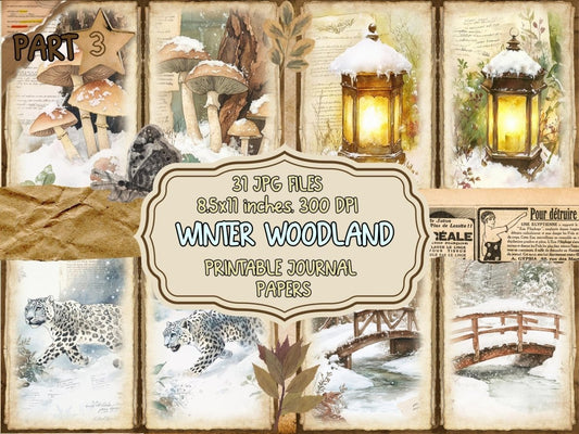 Winter Woodland Journal Pages (P3) Forest Junk Journal - Wonders Artist