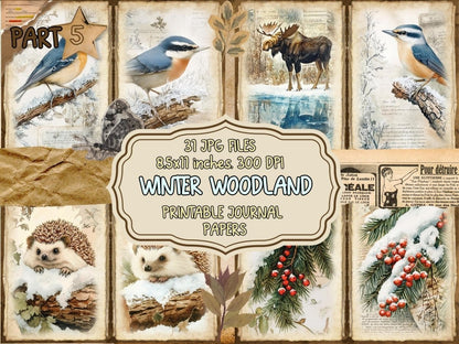 Winter Woodland Journal Pages (P5) Forest Junk Journal - Wonders Artist