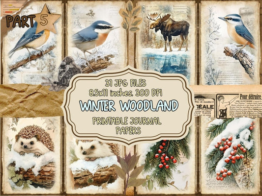 Winter Woodland Journal Pages (P5) Forest Junk Journal - Wonders Artist