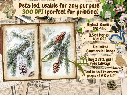 Winter Woodland Journal Pages (P6) Forest Junk Journal - Wonders Artist