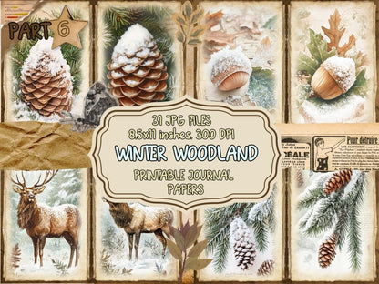 Winter Woodland Journal Pages (P6) Forest Junk Journal - Wonders Artist