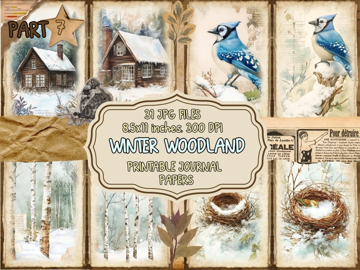 Winter Woodland Journal Pages (P7) Forest Junk Journal - Wonders Artist