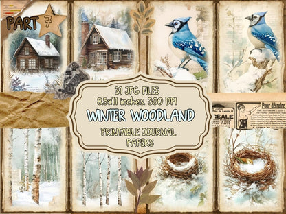 Winter Woodland Journal Pages (P7) Forest Junk Journal - Wonders Artist