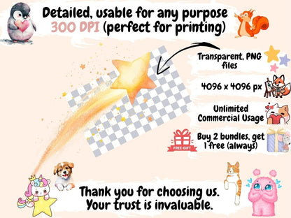 Wishing Stars Watercolor Clipart Celestial PNG - Wonders Artist