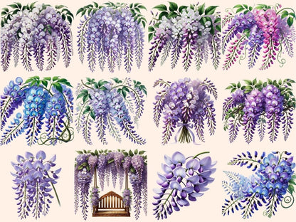 Wisteria Flowers Clipart Floral Wisteria Art - Wonders Artist