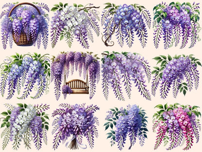 Wisteria Flowers Clipart Floral Wisteria Art - Wonders Artist