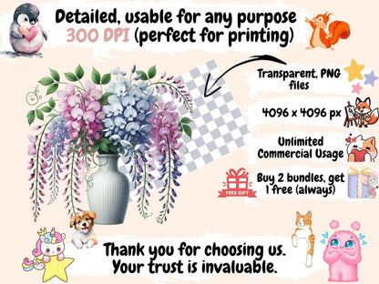 Wisteria Flowers (P2) Clipart Floral Wisteria Art - Wonders Artist