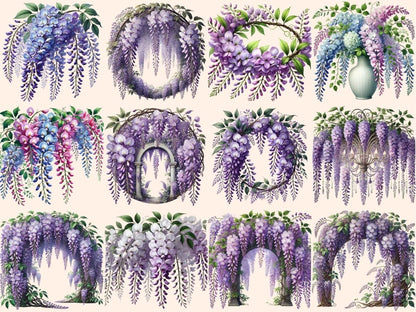 Wisteria Flowers (P2) Clipart Floral Wisteria Art - Wonders Artist