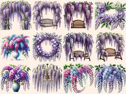 Wisteria Flowers (P2) Clipart Floral Wisteria Art - Wonders Artist